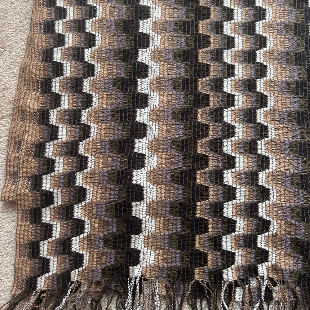 Missoni Zigzag Knit Scarf - Brown and Cream - Picture 1 of 5